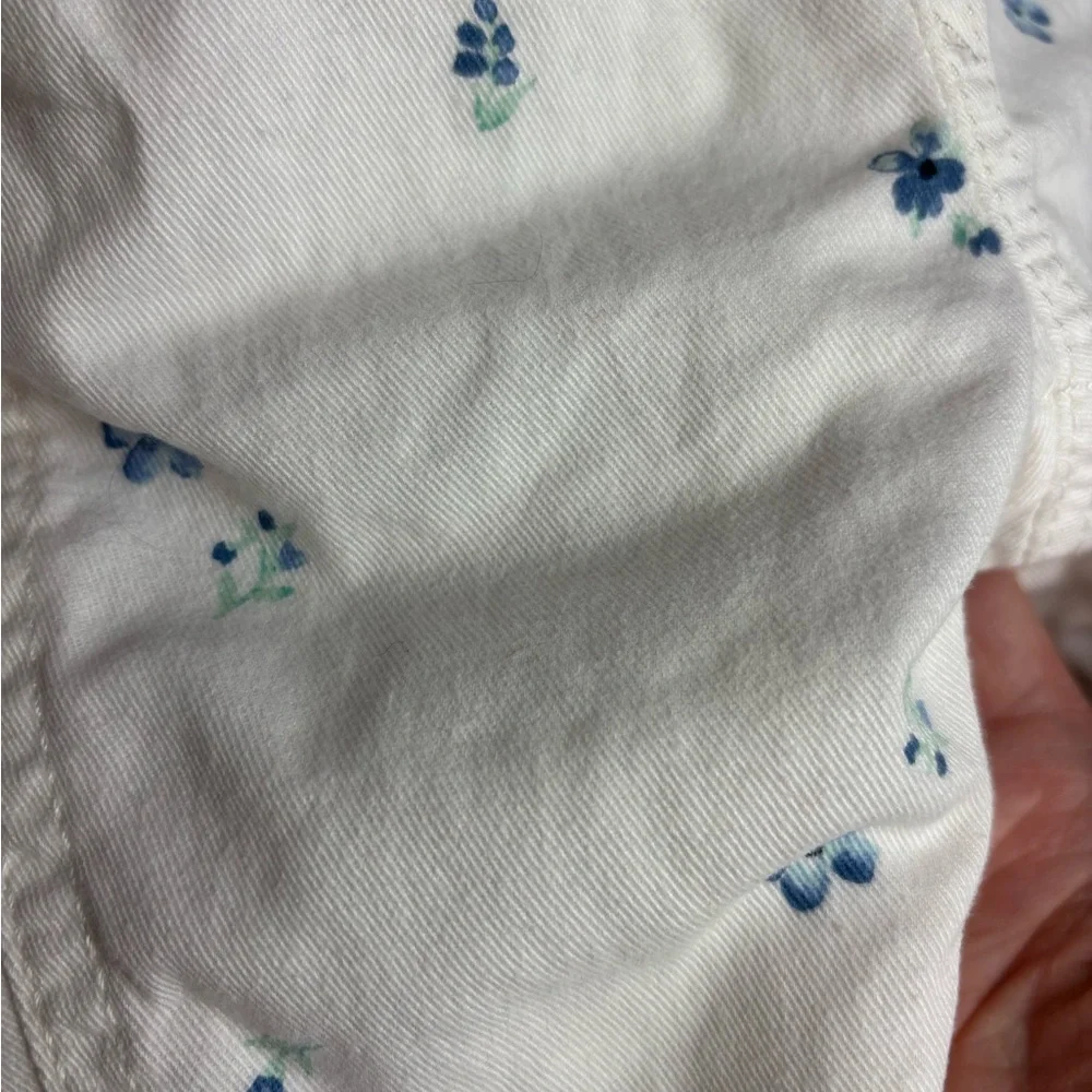 OshKosh B'gosh Ivory Overalls with Blue Floral Design